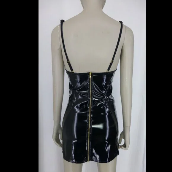 NWT Hustler Black Maxine Faux Leather Wired Dress (Size 4) - Picture 4 of 15